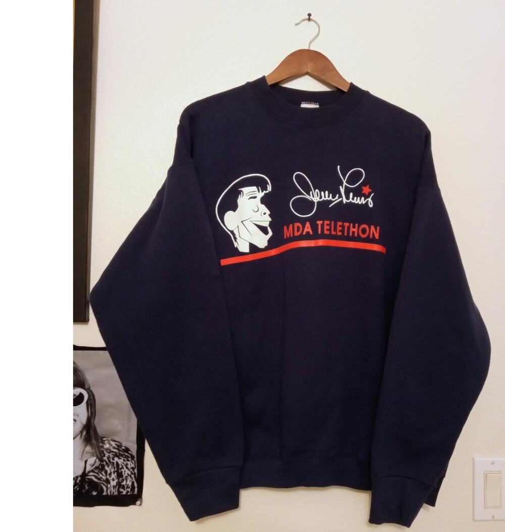 Vintage Y2K Jerry Lewis MDA Telethon Sweatshirt Fruit of the Loom Crewneck SZ XL